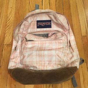 Jansport Light Pink Plaid Backpack